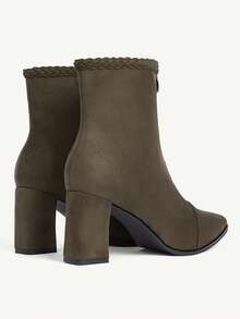 CUCCOO CHICEST Botines de tacón grueso versátiles y cómodos para mujer - Verde militar - Ver 11