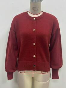 Chiquease 新款女士勃艮第毛衣，秋冬款，舒适针织开衫夹克，外观优雅