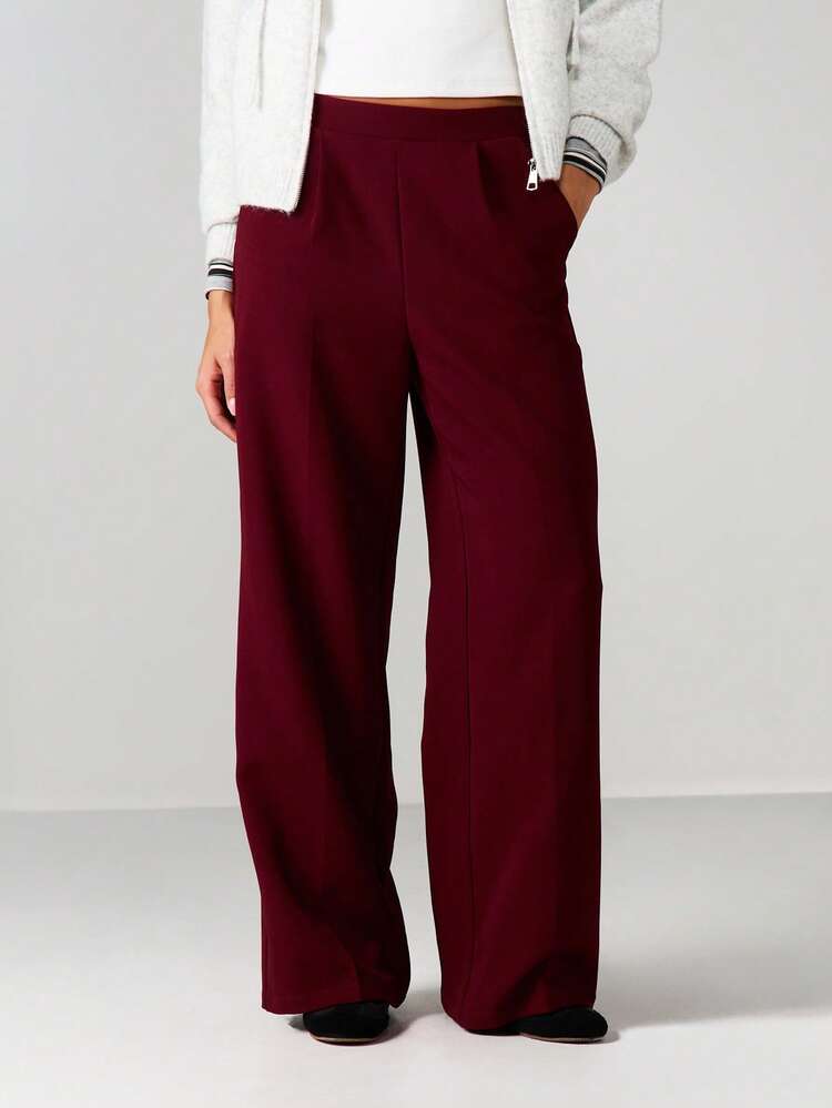 MISSGUIDED High-Waisted Wide Leg Pleated Front Suit Pants Office Professional Tailored Trousers Business Formal Workwear Full Length Palazzo Style Career Bottoms
