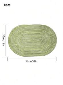 1/2/4/6/8pcs Set Minimalist Ombre Beige Oval Polyester Placemats - Green - View 9