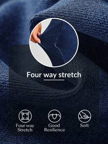 SHEIN Tall CURVE 大码女式休闲直筒牛仔裤 - 藍色 - 查看 5