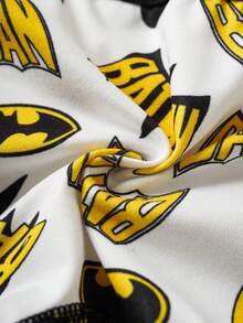 BATMAN X SHEIN 3件装男童蝙蝠标志印花撞色织带腰部缝线细节舒适平角内裤