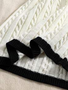 Girls' Sleeveless Twist Rope A-Line Knitted Dress, Holiday Vacation Casual Style, Ivory, Christmas, School, Daily Versatile Knitted Dress White Knitted Dress Cable Knit Dress - White - View 5