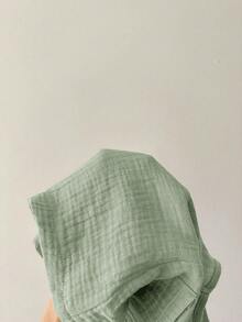 Mint Green Semi-Sheer Baby Boys Romper Sleeveless Round Neck Button Front Short Length Design - Mint Green - View 7