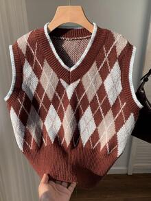 Comfortcana Gilet sans manches femme à motif blocs de couleurs minimaliste pour tous les jours