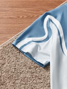 SWAVVY Men's Graphic Print Casual Crew Neck Short Sleeve T-Shirt, Summer - Baby Blue - View 4