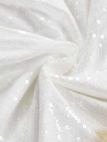 ROMWE Avant Y2K 亮片拼接人造毛领不对称肩部迷你连衣裙（女款） - 白色 - 查看 4