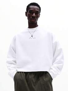 SUMWON Men's Graphic Print Pullover Sweatshirt With Long Sleeves Crew Neck Casual Comfort Fall Winter Top Plain - White - View 5