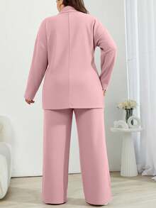 Solid Color Turtleneck Casual Sweater 2pcs/Set - Pink - View 2