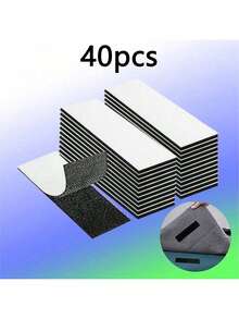 10/20/40/60pcs Self Adhesive Hook And Loop Strips, Sticky Back Tape Fastener, Heavy Duty Mounting Strips For Home Or Office Use - Instead Of Holes And Screws - Black - View 13