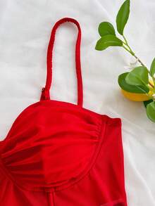 Soleia Áo hai dây lưới họa tiết hoa cổ điển lãng mạn dành cho nữ, thích hợp cho kỳ nghỉ, hẹn hò, tiệc trà chiều, du lịch, lễ hội âm nhạc, phong cách Boho, mùa xuân/hè. - Đỏ - Xem 4