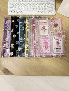 A5 6 Holes Daisy Binder Cover, Loose Leaf Ring Photo Collect Book , 160 Pockets Refill Sleeves, DIY Junk Journal Notebook, - Multicolor - View 4
