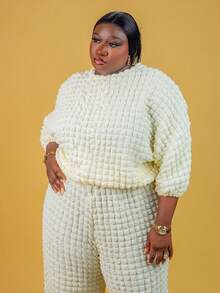 CurvyTilda Neuheiten Herbst und Winter 2025/Herbstkleidung für Damen/Halloween/Herbst/Winterkleidung für Damen in Übergröße, lässiges, lockeres Oberteil mit Ballonärmeln und weiten Hosen, geeignet für Ausflüge, Muttertag, Hochzeiten, Geburtstage, Alltagskleidung, Urlaub, Business Casual, Streetstyle-Kleid für Hochzeitsgäste, Damen - Braun - Übersicht 6