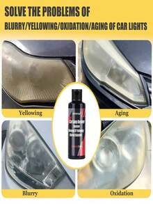 1瓶汽车灯清洁焕新液，汽车大灯翻新修复液，无需抛光，汽车大灯外壳老化灯罩泛黄抛光剂，汽车涂层，大灯泛黄和划痕修复套装 - 彩色 - 查看 3