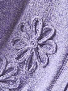CosyJoli Plus Size Casual Handmade 3D Flower Batwing Sleeve Cardigan - Mauve Purple - View 5
