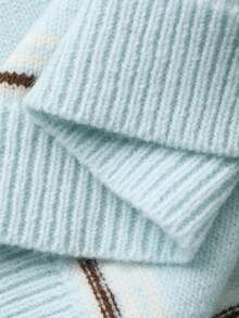 Vivie Lora Women's Collared Striped Knit Sweater, Loose Casual Relaxed Style - Blue - View 7