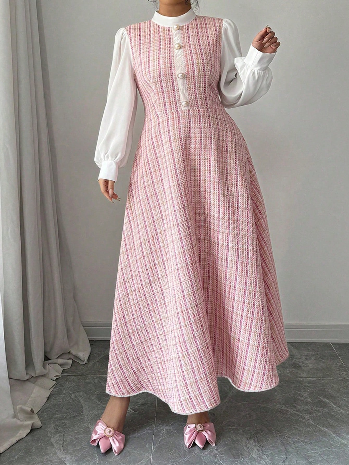 Modelyn فستان طويل الأكمام مناسب للمقاسات الكبيرة،...