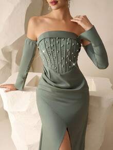 Coutiva Luxury Evening Gown, High-End Formal Dress, Elegant And Sophisticated Lady-Like Style - Mint Green - View 2