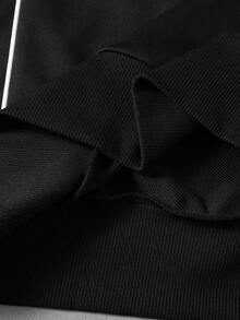 PAVTROS 男士字母印花立领插肩袖休闲套头衫卫衣 男士Y2K服装 Y2K长袖男士Y2K上衣 男士Y2K运动服 - 黑色 - 查看 8