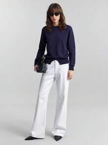 Ontre Áo len nữ 2026, Ngày Valentine, Cổ tròn, Màu trơn, Xanh navy, Xẻ tà nhỏ, Phong cách tối giản thanh lịch, Dành cho nữ, Tiệc nghỉ dưỡng, Ngày lễ, Trang phục công sở nữ, Trang phục chuyên nghiệp, Trang phục thường ngày nữ, Đa năng, Phong cách thành thị, Trang phục dự tiệc, Trở lại trường học, Áo nữ, Thoải mái thường ngày, Đa năng đi làm, Trang phục đa năng cho nữ, Áo nữ thời trang, Tay dài - Màu xanh hải quân - Xem 6