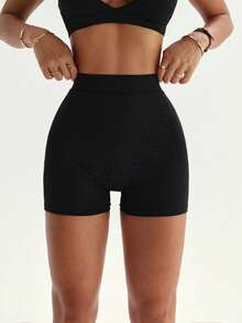 Dewbera Women's Black Leopard Print Compression Shorts With V-Shaped Ruched Waist, Suitable For Casual Wear, Running, Yoga, Gym, Tennis, Golf, Spring/Summer - Black - View 7