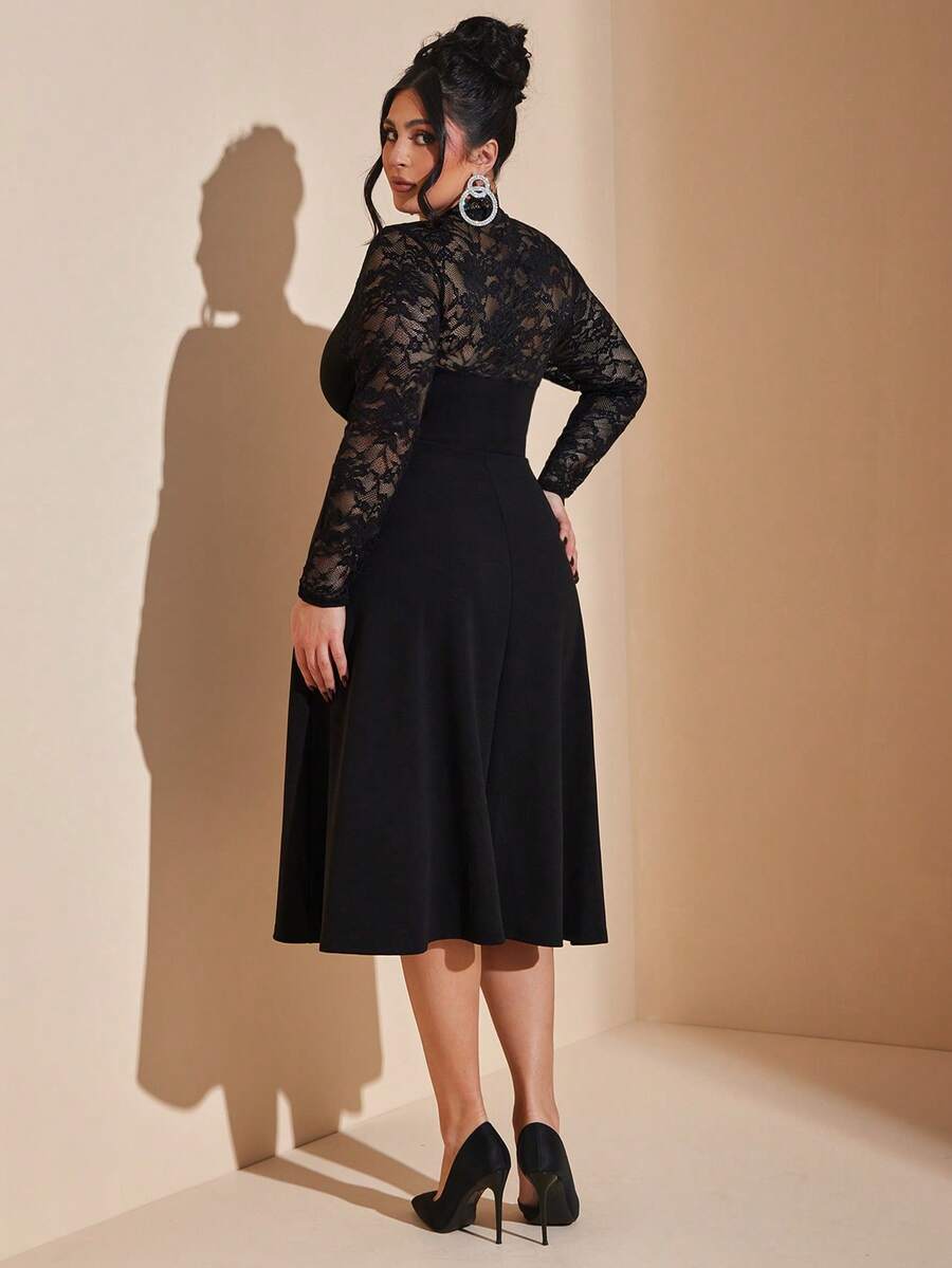 SHEIN BAE Vestido de manga larga estilizador de unicolor con ...