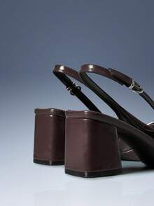 CUCCOO GRLICON Women's Pointed Toe Buckle Design Fashionable High Heels For Daily Commute - Chocolate Brown - View 3