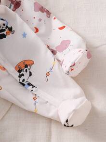 Newborn Baby Pajamas-2 Piece Pajama Footed Romper Set Panda Print Pink Cloud Print Round Neck Long Sleeve Zip Front Full Length All Season 2026 Holiday Must Have Soft Lightweight Cozy Easy Care Nightwear Nursery Gift Cute Playtime