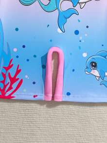 女童连体泳衣,新款时尚粉色美人鱼和海洋动物印花短袖短裤,时尚休闲优雅精致运动活力可爱俏皮,适合游泳、海滩、泳池、拍照、送礼、水上乐园、夏季水疗等场合。 - 粉色 - 查看 6