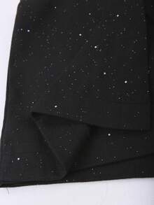 GlowEve 女士不对称下摆亮片短裙，优雅时尚 - 黑色 - 查看 6