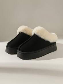 Solecia 女士冬季保暖厚底舒适雪地靴 - 黑與白 - 查看 2