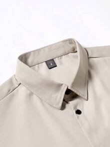 Manfinity Hypemode Men's Solid Color Short Sleeve Single-Breasted Casual Shirt - Apricot - View 7