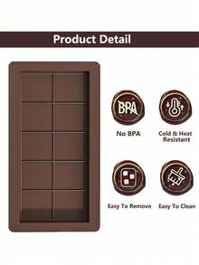 1个/2个/3个装巧克力棒模具，大号加厚硅胶巧克力棒模具，大号巧克力糖果棒模具，适合DIY烘焙，返校季必备 - 棕色 - 查看 3