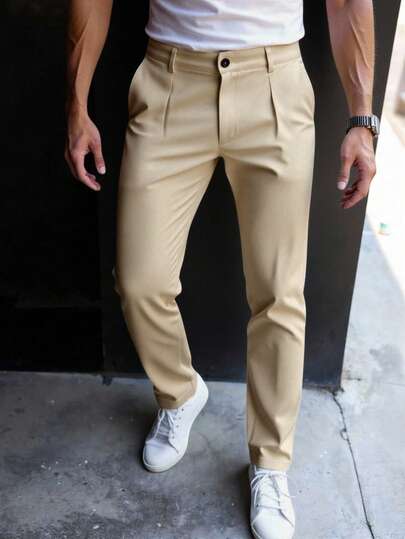 Manfinity Bizformal 男士休闲纯色通勤裤，带口袋