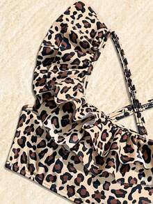 Girls Swimsuit, Toddler Leopard Print Tankini With Shorts, Conservative Swimwear, Cute Style Summer Vacation Thermal Christmas Holiday Festival New Years Valentines Swim Young Girl Two Piece Swimwear Girls Cheetah Print Bathing Suit Two Piece Swimsuit Girls With Ruffles  Girls Leopard Swimsuit Cheetah Print Bathing Suit Girls Kids Two Piece Beachwear Girl 2 Pieces Ruffled Swimwear Set Girls Leopard Print Bikini Girls 2 Pieces Ruffled Bikini Girls Rufled Animal Print Swimsuit - Coffee Brown - View 5