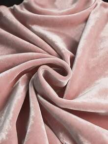 GlowEve Women's High Neck Ruched Velvet Fabric Ruffle Hem Elegant Cinched Waist Long Sleeve T-Shirt, Suitable For Dates, Holidays, And Parties - Pink - View 4