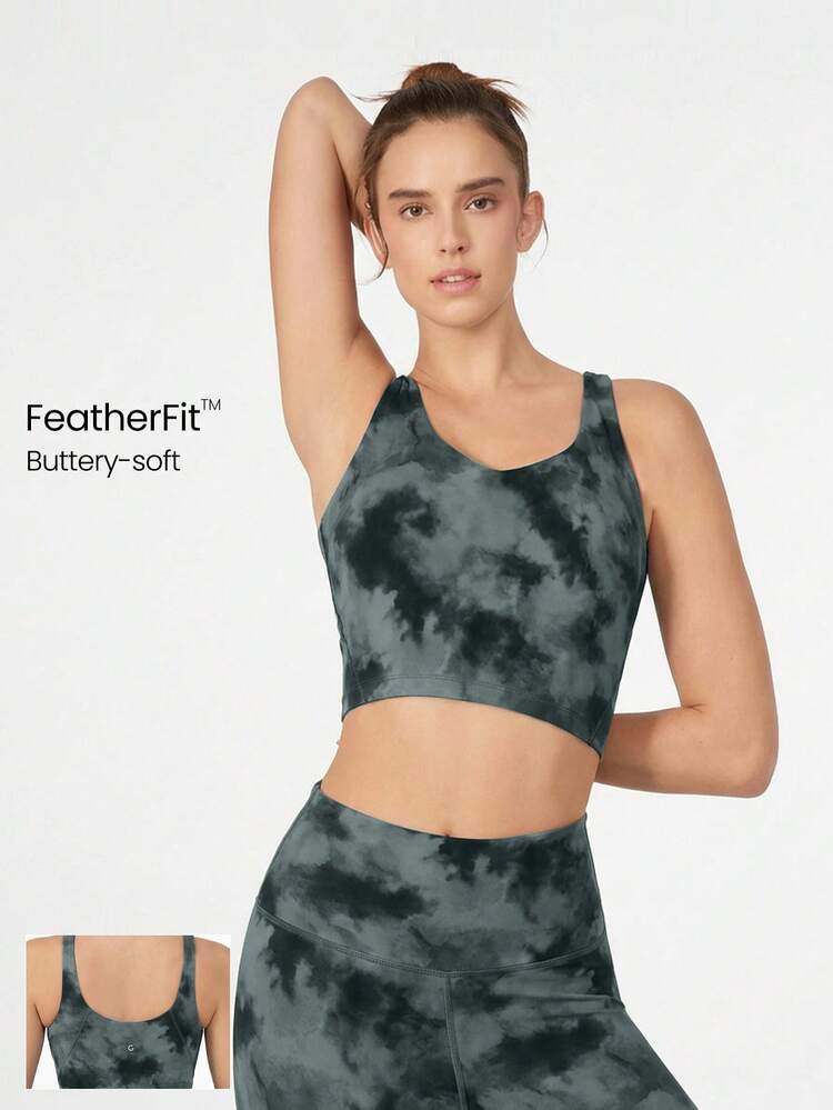 FeatherFit™ U Back Cropped Active Tank Top Low Impact Yoga Pilates Daily Spring Summer