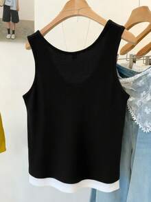 GlowEve CURVE 优雅大码针织夏季吊带上衣和背心 - 黑色 - 查看 2
