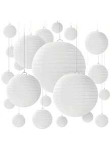 20 Piece White Paper Lantern Decoration Lantern - Suitable For Weddings, Parties, And Outdoor Decoration In Various Sizes - Multicolor - View 7