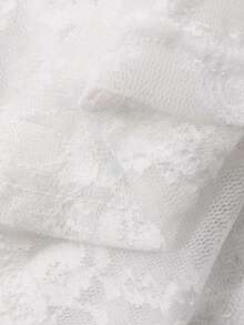 FRIFUL Women's Round Neck Lace Patchwork Letter Print Contrast Color Loose Long Sleeve T-Shirt - White - View 7