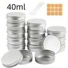 Bộ 24 hộp thiếc nhôm có thể tái sử dụng, hộp thiếc nhôm có nắp vặn và nhãn dán, hộp đựng mỹ phẩm cỡ nhỏ tiện dụng khi đi du lịch, dùng để đựng son dưỡng môi, kem dưỡng da, kem dưỡng ẩm, mặt nạ, nến mini, mỹ phẩm. - Bạc - Xem 19