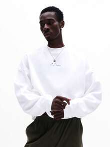 SUMWON Men's Graphic Print Pullover Sweatshirt With Long Sleeves Crew Neck Casual Comfort Fall Winter Top Plain - White - View 3