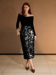 MOTF PREMIUM WOMEN'S ELEGANT ONE-SHOULDER T-SHIRT - Black - View 5