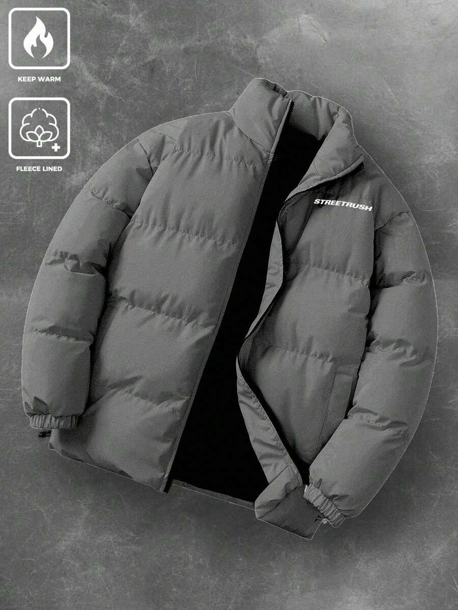 PAVTROS 男士时尚百搭保暖冬季外套 - 灰色 - 查看 1