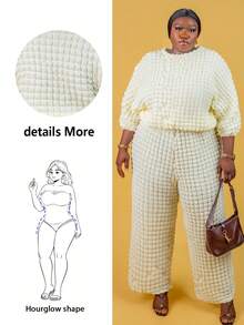 CurvyTilda Neuheiten Herbst und Winter 2025/Herbstkleidung für Damen/Halloween/Herbst/Winterkleidung für Damen in Übergröße, lässiges, lockeres Oberteil mit Ballonärmeln und weiten Hosen, geeignet für Ausflüge, Muttertag, Hochzeiten, Geburtstage, Alltagskleidung, Urlaub, Business Casual, Streetstyle-Kleid für Hochzeitsgäste, Damen - Braun - Übersicht 9