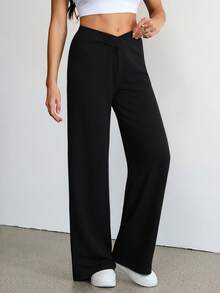 SHEIN Tall Quần ống đứng họa tiết da báo dành cho nữ, trang phục đi học, trang phục mùa thu, trang phục giáo viên, thời trang, phong cách quý tộc cổ điển, váy nữ thường ngày, trang phục ngày Quốc khánh 4 tháng 7. - màu đen - Xem 6