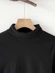 Tseoso 95% Cotton Women's Casual Turtleneck Slim Fit Long Sleeve T-Shirt With Hand-Painted Heart Pattern, Elegant And Classic, Suitable For Autumn/Winter, All-Match & Versatile, Fall Women's Casual Outfits, Graphic - Black - View 4