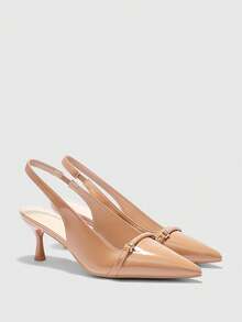 CUCCOO BIZCHIC Zapatos de tacón de punta elegantes para mujeres para ir al trabajo - Albaricoque - Ver 7