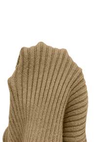 Franclia 全新复古性感时尚高端毛茸茸领露肩女式毛衣套头衫，秋冬 - 駝色 - 查看 4