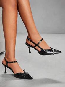 CUCCOO SZL Simple Casual Solid Color Pointed Toe Women Pumps - Black - View 6